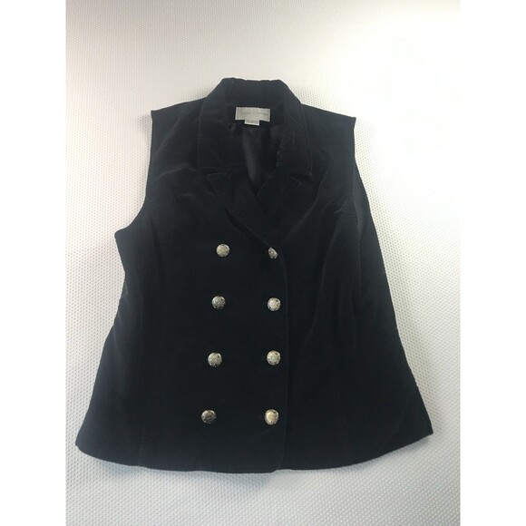 Black Velvet Double Breasted Gold Button Vest Women’s Size 10 - Picture 3 of 10